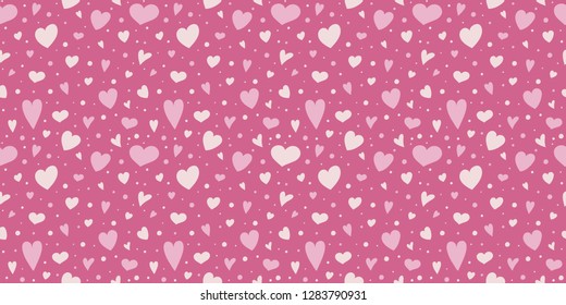 Concept of a wallpaper with cute hand drawn hearts. Valentine's Day, Mother's Day and Women's Day. Vector