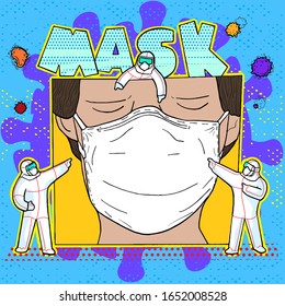the concept of ware mask prevention coronavirus. hand drawn vector illustration design by modern style.