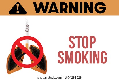 Concept of Warning stop smoking sign. - Vector