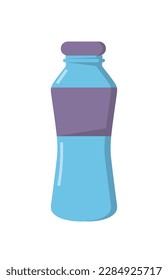 Concept Water bottle 0,5. This vector illustration depicts a small 0.5 liter plastic water bottle with a vibrant violet cap and label. Vector illustration.