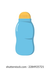 Concept Water bottle small 0,3 This vector illustration features a small 0.3 liter water bottle with a bright yellow cap, perfect for on-the-go hydration. Vector illustration.