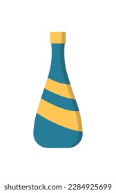 Concept Water bottle small and smooth. This cartoon illustration features a small and smooth blue and yellow water bottle. Vector illustration.