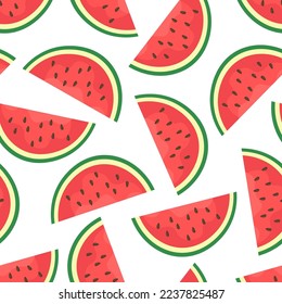 
The concept of watermelon slices is connected by a seamless pattern. Background for textile and vinyl print. Vector image.