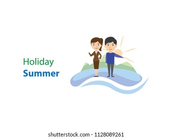 concept web background of woman and men summer holiday for background, document, card, poster, banner for blog or website