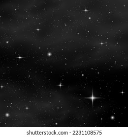 Concept of web banner. Magic color galaxy. Horizontal space background with realistic nebula, stardust and shining stars. Infinite universe and starry night sky. Vector illustration.