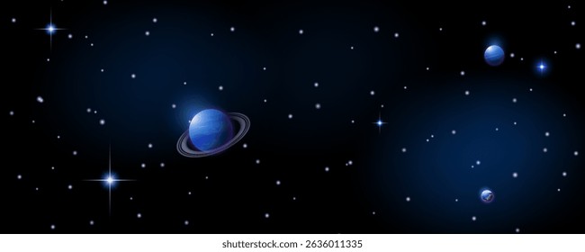 Concept of web banner. Magic color galaxy. Horizontal space background with realistic nebula, stardust and shining stars. Infinite universe and starry night sky