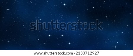 Concept of web banner. Magic color galaxy. Horizontal space background with realistic nebula, stardust and shining stars. Infinite universe and starry night sky. Vector illustration.