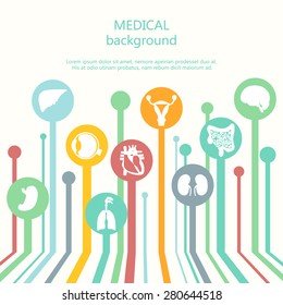 Concept of web banner. Medical background. Flat design icons for medical theme. Human anatomy.