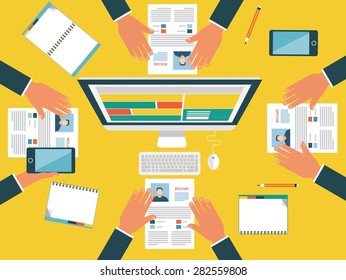 Concept for web banners and promotions. Flat design concept for job recruitment