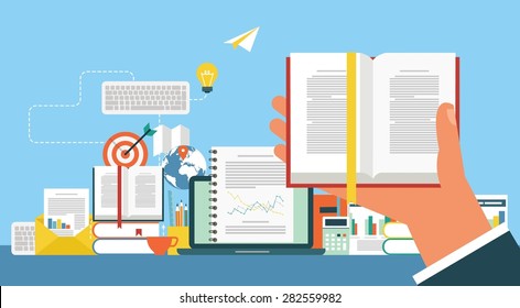 Concept for web banners and promotions. Flat design concept for e-learning