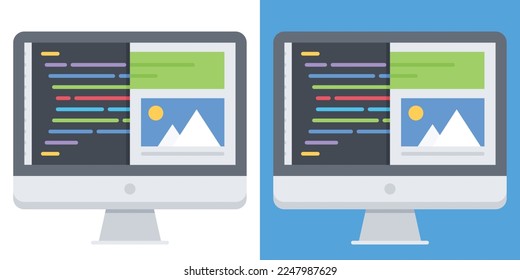 Concept web design, website page development. The working process. Template landing page for website. Web development, optimization, user experience. photo, data transfer,website, programming