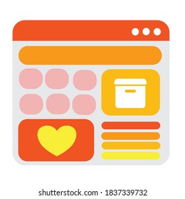 Concepto de diseño de compras Web Online con corazón y caja. Isométrica ilustración vectorial. Plantilla de página de inicio para web.
