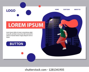 concept for web page with running girl - vector
