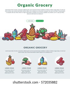 Concept for web page, web site online food shopping. Vector illustration