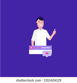 
Concept of webinar, online education, web education and business training. Vector illustration in flat design