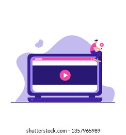 Concept of webinar, online education, web education and business training. Vector illustration in flat design
