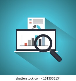 Concept of website analytics search information. blue theme concept