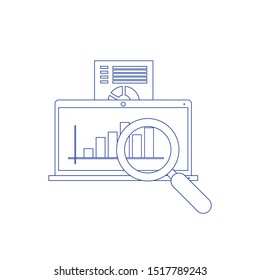 Concept of website analytics search information. Concept of line icon