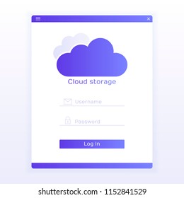 Concept website page. log in to cloud. Modern vector illustration.