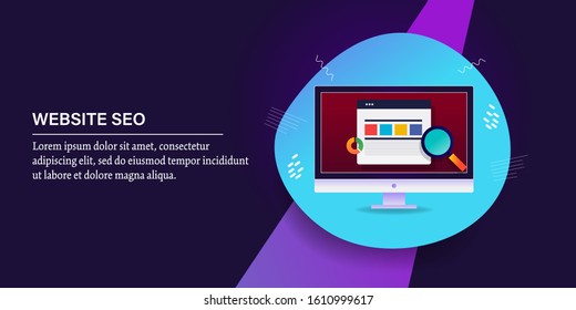 Concept of Website Seo, Search engine optimization, Digital marketing, - modern creative banner with icons and texts