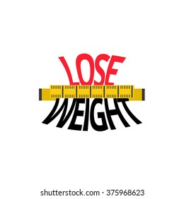 Concept of the weight loss with measuring tape. Flat vector illustration.