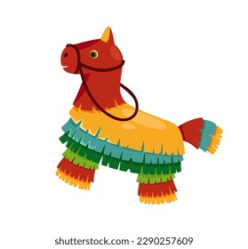 Concept Welcome to Mexico candy toy. The illustration is a flat, vector design concept of a colorful candy toy in the shape of a traditional Mexican pinata. Vector illustration.