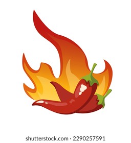 Concept Welcome to Mexico hot pepper chilly. The illustration depicts a flat, vector image of a hot pepper chili, commonly used in Mexican cuisine. Vector illustration.