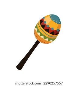 Concept Welcome to Mexico maracas. This illustration is a flat, vector design depicting a pair of colorful maracas against a white background. Vector illustration.