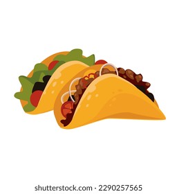 Concept Welcome to Mexico tacos. This illustration is a flat vector design depicting the concept of Mexican cuisine. Vector illustration.