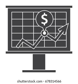 Concept of whiteboard and line chart for financial strategy