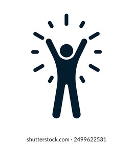 Concept winner, self-confident. Vector linear icon isolated on white background.