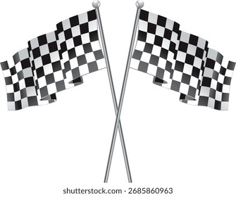 Conceito - Vencedor. Duas Corrida Checkered Flags Terminar, isolado no fundo branco, vetor