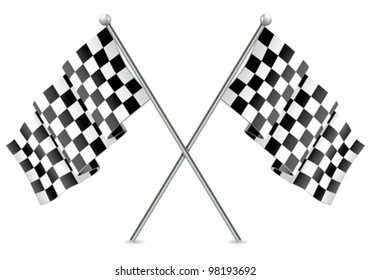 Concept - Winner. Two Racing Checkered Flags Finish, isolated on white background, vector