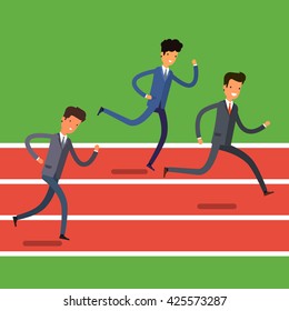 Concept Winning Cartoon Business People Running Stock Vector (Royalty ...