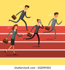 Concept Winning Cartoon Business People Running Stock Vector (Royalty ...