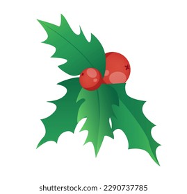 Concept Winter Christmas botany branch leaf plant. The concept of winter is beautifully captured in this flat vector design of a Christmas branch. Vector illustration.