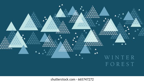 Concept winter geometry design element. Modern style vector illustration for header, card, poster, invitation. Abstract line grid pattern triangle motif for winter and xmas projects.