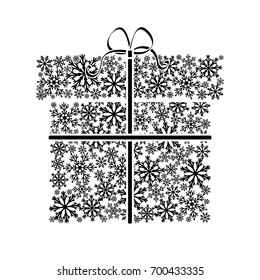 Concept winter sales. Gift boxes made from snowflakes. Vector illustration