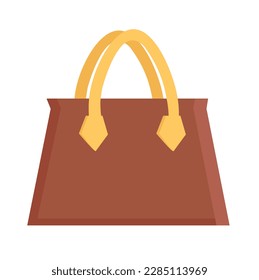Concept Women handbag brown triangle shaped. This illustration features a brown handbag for women, depicted in a flat, vector cartoon style. Vector illustration.