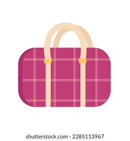 Concept Women handbag pink rounded rectangle. The illustration is a flat, of a handbag designed for women. The handbag is pink in color and has a rounded rectangle shape. Vector illustration.