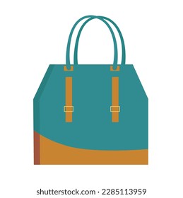 Concept Women handbag sharp shaped green big bag. This illustration is a flat, vector cartoon of a sharp-shaped handbag for women. Vector illustration.