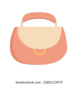 Concept Women handbag small clutch with short hander. The illustration depicts a small handbag or clutch designed for women, with a flat and cartoonish appearance. Vector illustration.