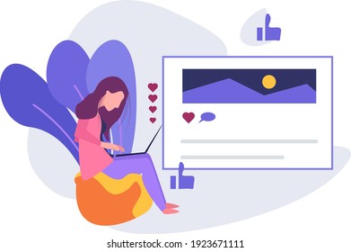 Concept of women social media.