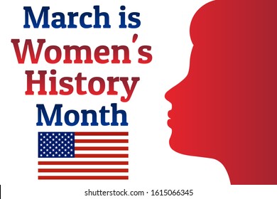 Concept of Women's History Month. Template for background, banner, card, poster with text inscription. Vector EPS10 illustration