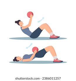 Concept Women's workout in the flat cartoon design. This flat design illustration brings the concept of women in sports to life with style and flair. Vector illustration.