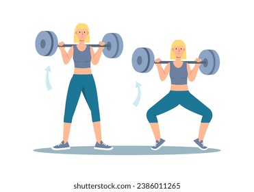 Concepto El entrenamiento de las mujeres en el diseño de caricaturas planas. Esta fascinante ilustración de diseño plano encarna perfectamente el concepto de mujeres que practican deportes. Ilustración vectorial.