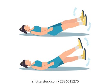 Concept Women's workout in the flat cartoon design. The illustration, featuring women immersed in sports, embodies the concept of an active and healthy lifestyle. Vector illustration.