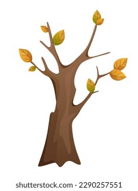 Konzept Holz und Tischlerbaum. Die Illustration ist ein flaches, Vektorgrafik-Design eines hohen Holzbaums auf weißem Hintergrund. Vektorgrafik.