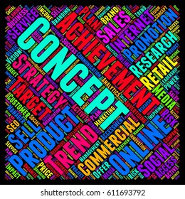 Concept word cloud colorful text square typography