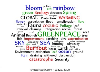 Concept with Word Cloud of Greenpeace. Text Business Project. Vector Illustration